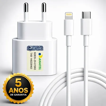 Carregador 30w Turbo Para iPhone 8 X Xr 11 12 13 14 Pro Max Fonte Usb C Cor Branca Dtimp