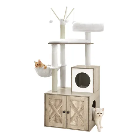 Árvore Para Gatos Com Caixa De Areia Integrada Branco