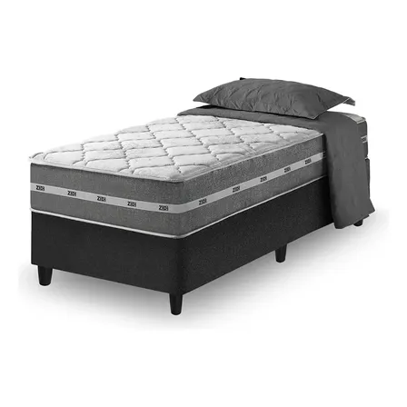 Cama Box Solteiro + Colchão Molas Ensacadas Zidi Miami 88cm