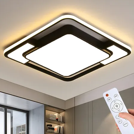 Lustre Moderno Pendente Led 3 Em 1 Quarto C/remote 42*42cm 127/220v Preto