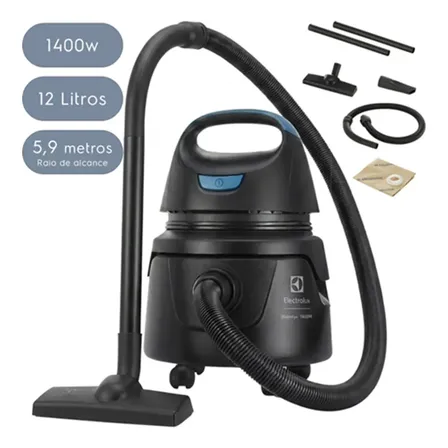 Aspirador de Pó e Água Electrolux 1400W 12 Litros 5,9 raio de ação Compacto Potente Função Sopro protetor térmico AWD01