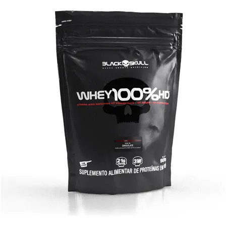 Suplemento em pó Black Skull Whey 100% HD sabor Chocolate 900 g