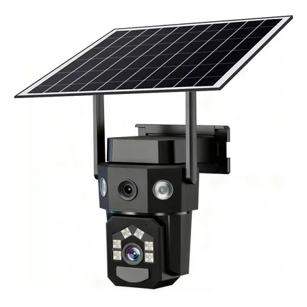 Câmera Solar De Duas Lentes Ip66 Conexão 4g Preto