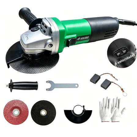 Esmerilhadeira Angular Adeske 850W Com Controle de Velocidade e Disco de 4.5"