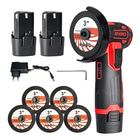 Mini Esmerilhadeira Angular Atverce a Bateria 12V Com 2 Baterias e 5 Discos de 3"