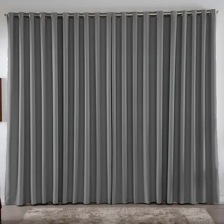 Cortina 3,00x2,80 Metros Blackout Blecaute Cinza Corta Luz Em Tecido Grosso Para Quarto E Sala Casa Laura Enxovais