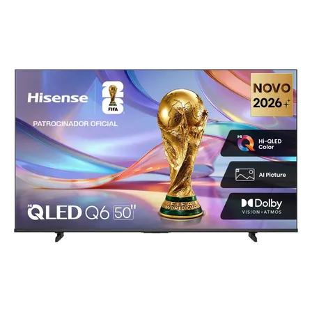 Smart TV Hisense HI-QLED 4K 50" polegadas com Processador AI, Dolby Vision Atmos e Compatibilidade Alexa - 50Q6QVV