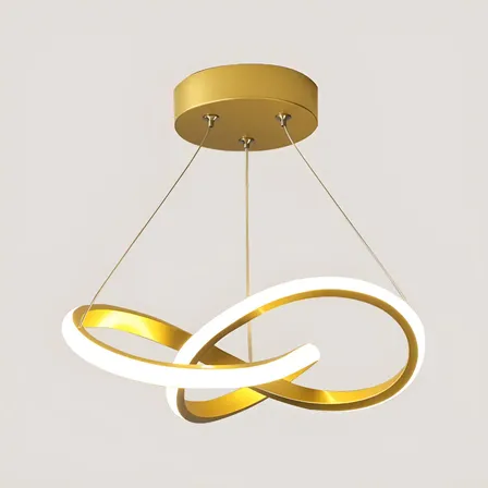 Lustre Pendente Moderna Led,luminaria Dourado Redondo Sala 127/220v Dourado