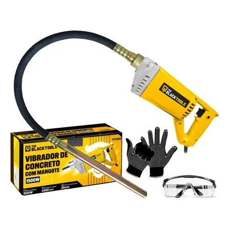 Kit Vibrador Concreto 1500w Com Mangote Mangueira 1,45mx35mm Com Acessorios Tvc650 The Black Tools