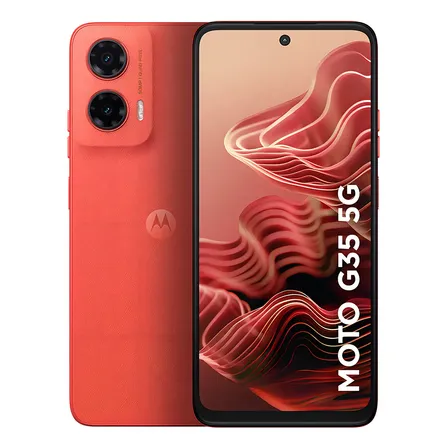 Smartphone Motorola Moto G35 5g - 256gb 4gb Ram+8gb Ram Boost e Camera 50mp Com Ai Nfc Tela 6.7 Com Superbrilho - Coral - Vegan Leather