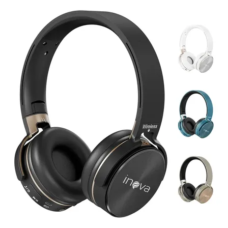 Fone de Ouvido Over-Ear Inova BT-950 Bluetooth 5.2 Sem Fio com Microfone e Redução de Ruído para Celular e Notebook