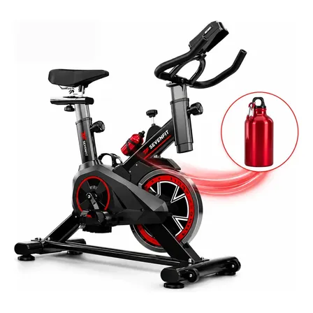 Bicicleta Ergométrica Fitness Para Cardio E Musculação Com Base Cor Preto E Vermelho Marca Sevenfit