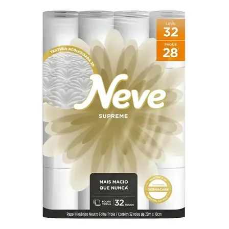 Papel Higiênico Neve Supreme Folha Tripla Leve 32 Pague 28