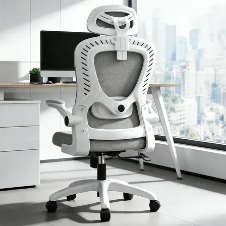 Cadeira Escritório Confortável Ergonômica Giratória Legacy Cinza Algodão