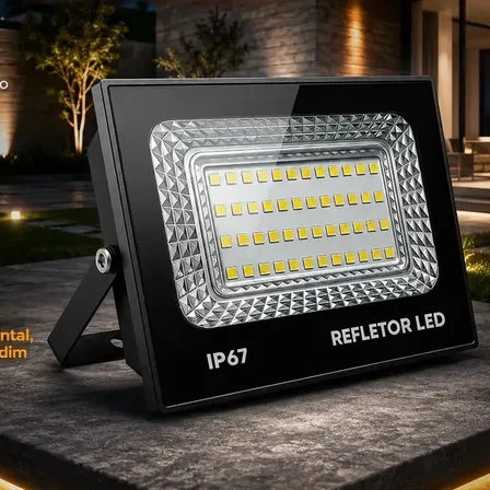 kit 2 Refletor Led 200w Holofote Bivolt Prova D'água Cor Branco Frio 6500k