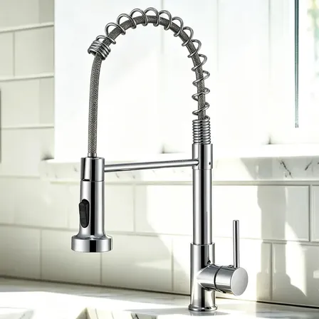Torneira de Cozinha Monocomando Gourmet Cromada em Aço Inox, com Mola Flexível e Giro 360° para Pia