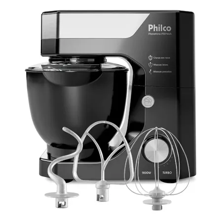 Batedeira Planetária Philco 900W 5L Preta 12 Velocidades Turbo PBP90A