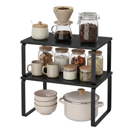 Organizador De Armário, 4 Prateleiras Cozinha Preto