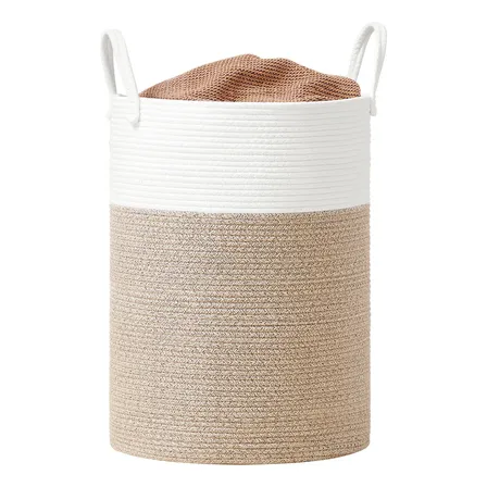 Organizador Grande com Alças, para Lavanderia e Brinquedos, Branco e Marrom
