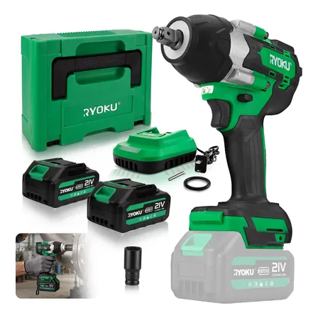 Chave De Impacto 1/2'' 700nm Brushless 2 Baterias Maleta Verde 127/220v