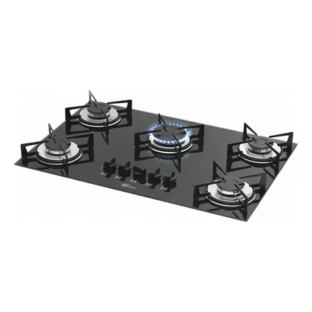Cooktop a Gás Fischer 5 Bocas Mesa Vidro Bivolt