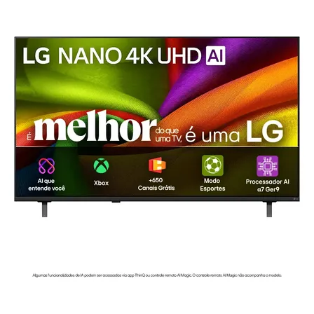 Smart TV 4K 50" LG NANO UHD AI NU850 2026 Processador α7 Ger9 HDR10 Xbox Bluetooth Wi-Fi AI Search Google Gemini webOS 26 - 50NU850BPSA