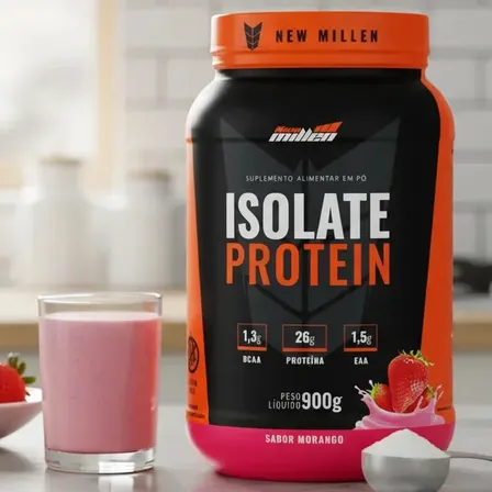 Whey Protein Isolate 900g New Millen Sabor Morango