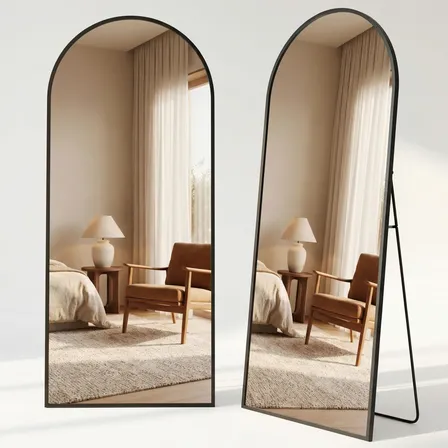 Espelho Corpo Inteiro 180x65 Arqueado Preto Chão Parede Preto