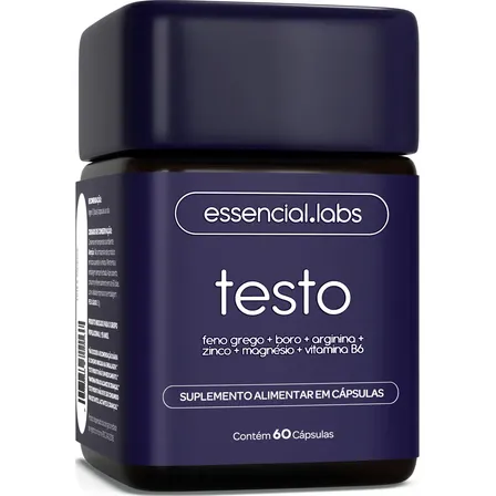 TESTO ESSENCIAL - Fórmula Exclusiva com Feno Grego + Boro + Arginina + ZMA + Vitamina B6 - 60 cápsulas - Precursor da Testosterona