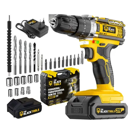 Parafusadeira E Furadeira Impacto The Black Tools Tb-21pw 3/8 Cor Amarelo Frequência 50/60 Hz