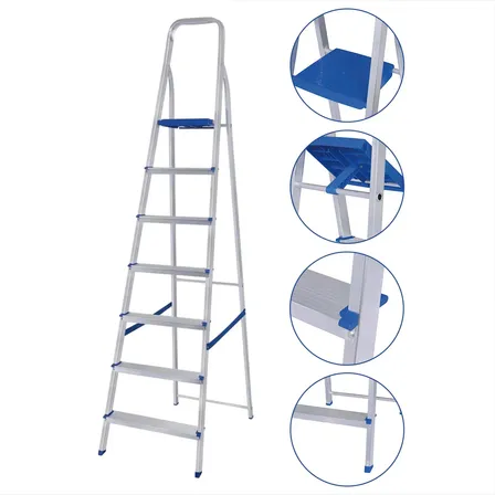 Escada De Aluminio Tesoura Reforçada Mor Com 7 Degraus