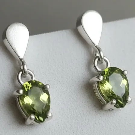Brincos Femininos De Prata 925 Com Pedra Natural Peridoto Peridoto