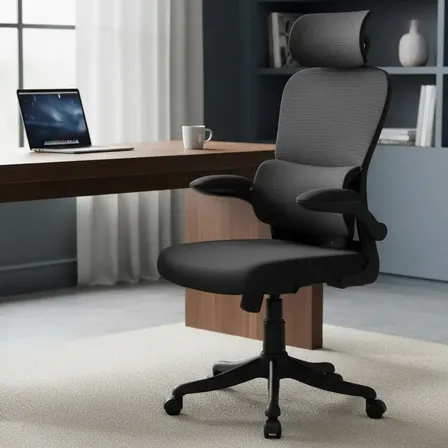 Cadeira Escritório Ergonômica Genebra B500 Luvinco Cor Preto Com Suporte Lombar Estofado Mesh