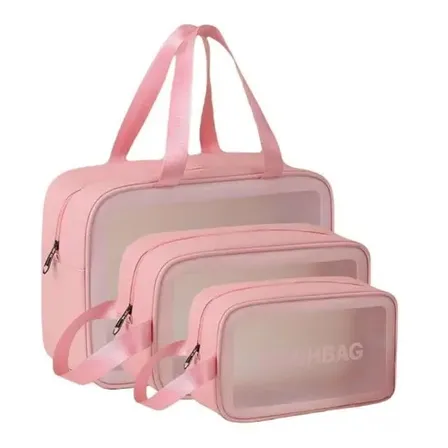 Necessaire Sem Gênero Washbag Kit Necessaires Rosa Liso