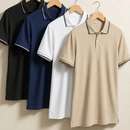 Kit 4 Camisa Gola Polo Piquet Masculina Slim Casual Algodão Multicolorido G Liso